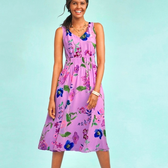 Talbots Dresses & Skirts - Talbots Georgette Botanical Floral Dress Sz 8P NWT *V